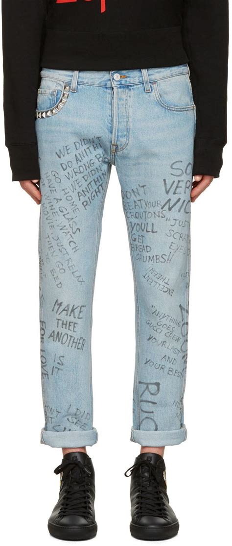 gucci blue studded scribble jeans|Gucci jeans sale.